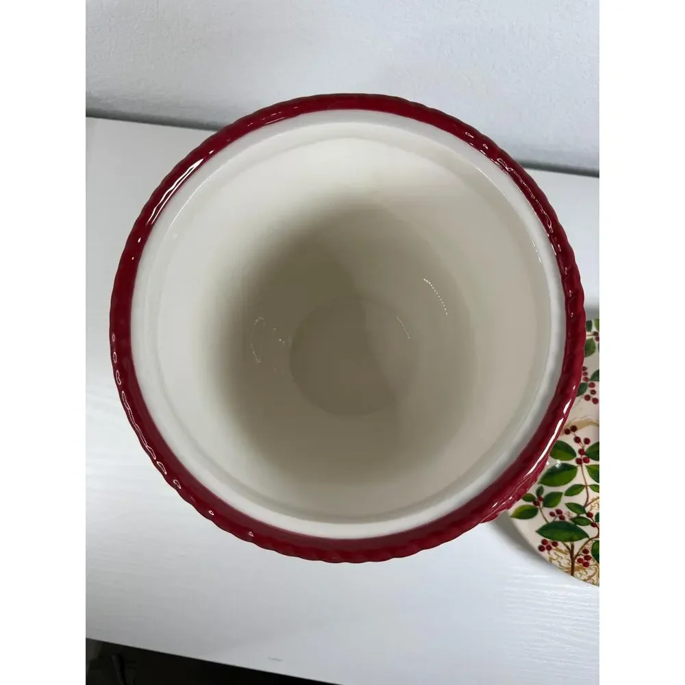 NWT Hobby Lobby Sleigh Bell Bistro Christmas Ceramic Lidded Jar, Cardinal Bird